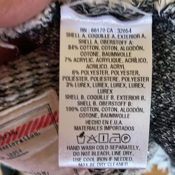 ANTHROPOLOGY Cottonaire fringe snap jacket zippered pockets Black cream Small - Picture 4 of 15